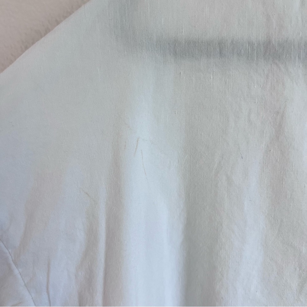Vince‎ Women's Short Sleeve Linen Blend Popover Blouse White - Picture 5 of 10